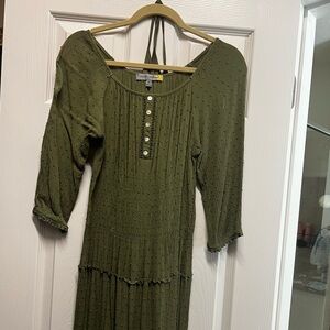 Figueroa & Flower Swiss Dot Ruffled Tiered Boho Hippie Maxi Dress Women’s Size M